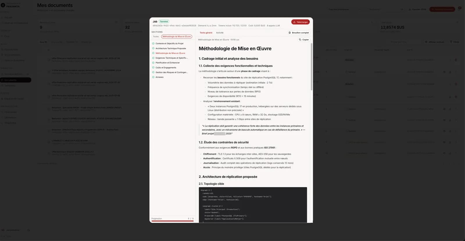 Apercu d une section generee dans le lecteur interne