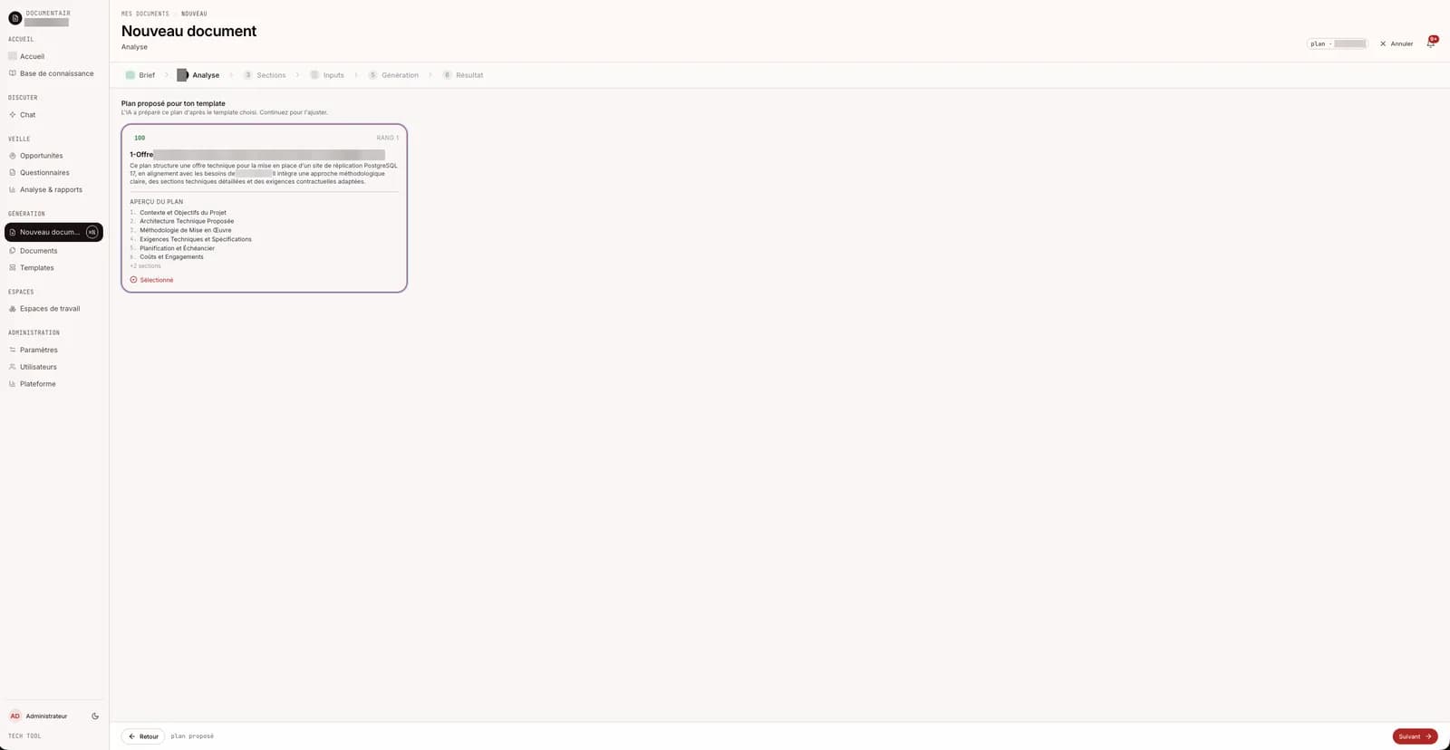 Plan propose par l analyse du template
