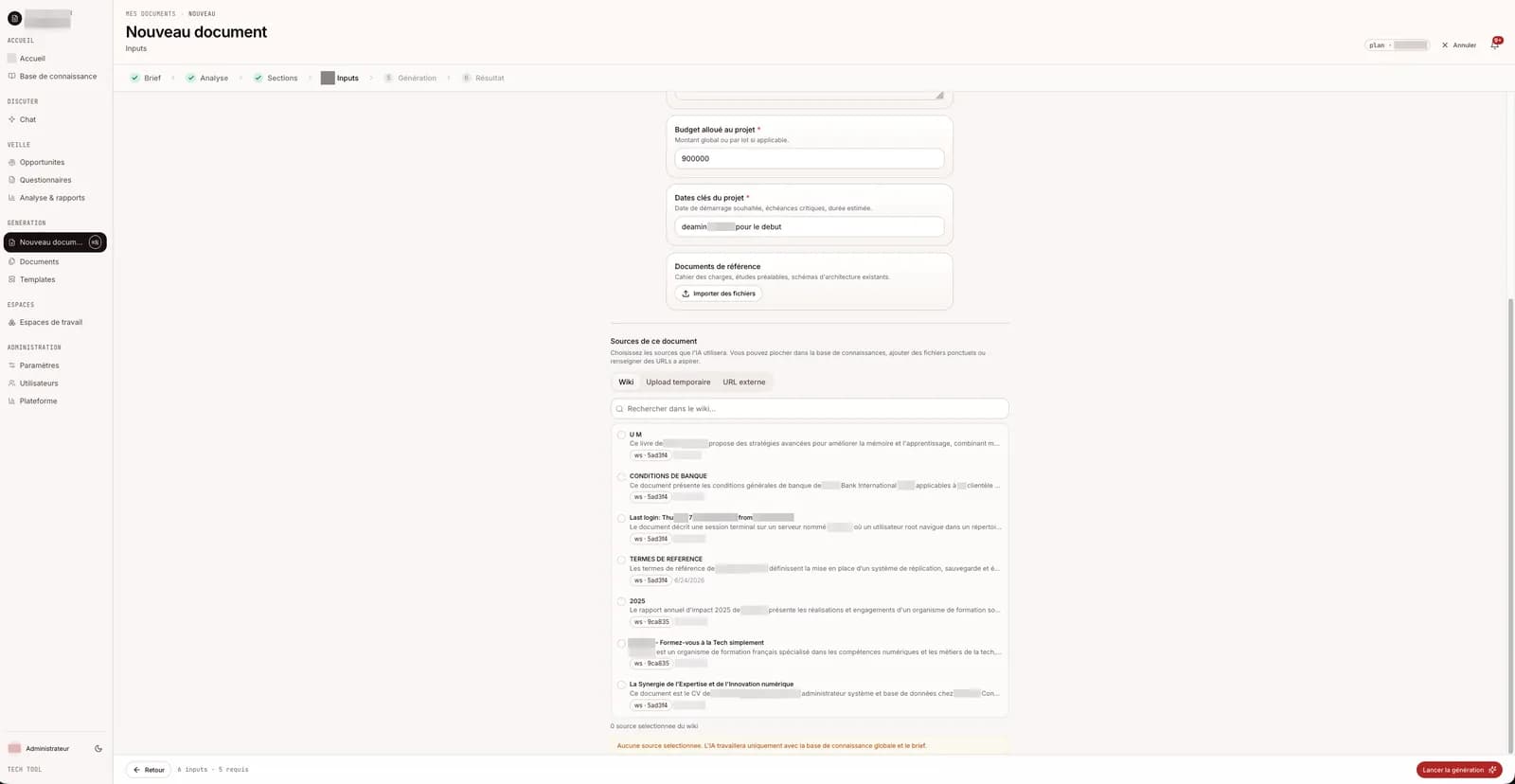 Selection de documents du wiki comme sources